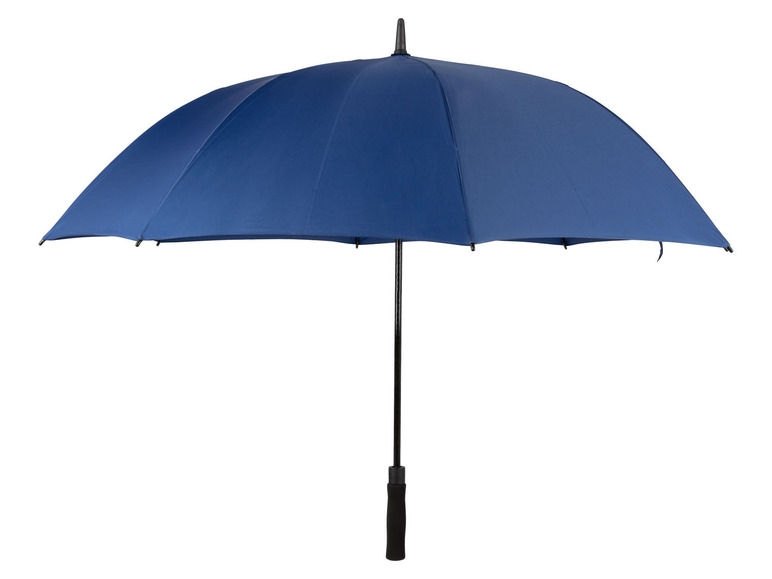 Een blauwe paraplu op een witte achtergrond.
