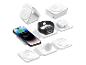 Witte opvouwbare draadloze oplader voor iPhone, Apple Watch en AirPods.