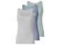 Drie dames tanktops in grijs, blauw en groen