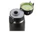Zwarte thermosfles met open groene dop