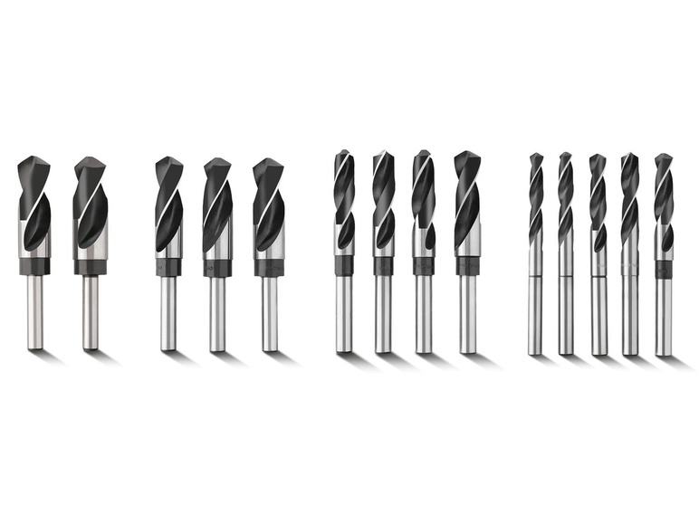 Een set van verschillende soorten boren, waaronder conische boren