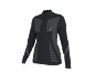 Zwart sportshirt met lange mouwen, rits en grijze streepdetails.