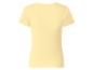 Lichtgeel geribbeld T-shirt met korte mouwen voor dames, achterkant.