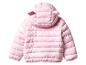 Roze baby winterjas met capuchon.