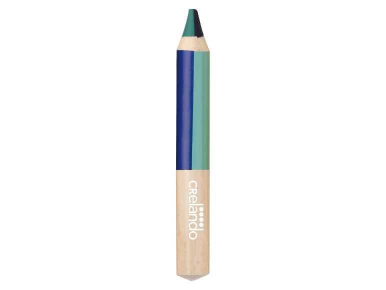 Dubbelzijdig kleurpotlood in blauw- en groentinten, met merklogo.