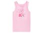 Roze kinderhemd met Peppa Pig en George Pig afbeelding, omringd door bloemen.