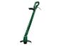 Groene elektrische grastrimmer met zwarte details en verstelbare handgreep.