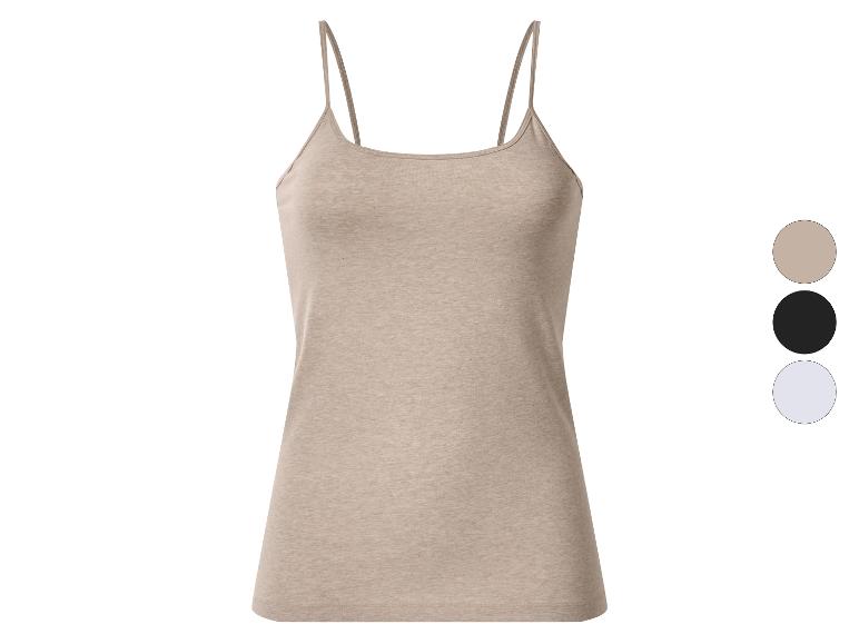 Beige dameshemdje met spaghettibandjes en kleuropties: beige, zwart, wit.