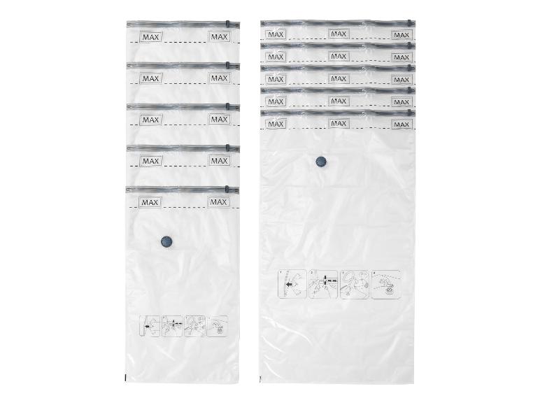 Vacumeerzakken met ritssluiting en gebruiksaanwijzing.