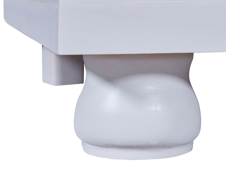 Witte houten onderstel met gedraaide poten.