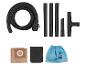 Stofzuigeraccessoires: slang, verlengbuizen, mondstukken, papieren zakken en filter.