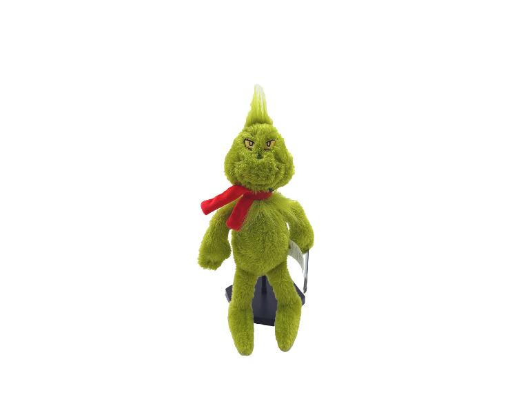 Groen Grinch pluche speelgoed met rode sjaal.