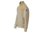 Beige fleece jack met rits en een logo van een paard.