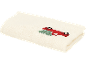 Crèmekleurige handdoek met borduursel van een rode vrachtwagen met kerstboom.