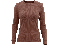 Bruine geribde damesshirt met lange mouwen en een ronde hals.