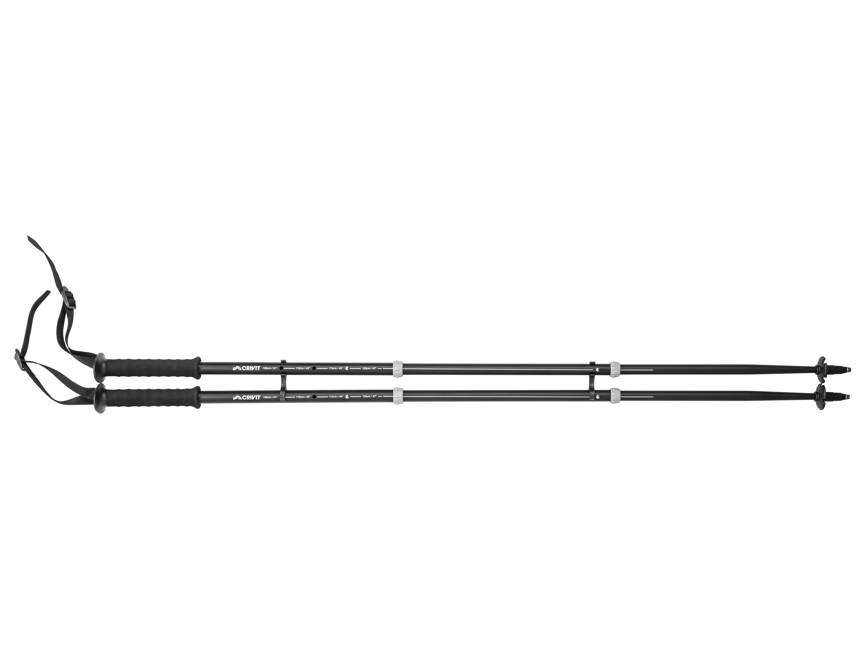 CRIVIT Wandelstokken - 2 stuks - aluminium - verstelbaar (Zwart)