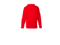 Rood kinderpoloshirt met lange mouwen, achteraanzicht.