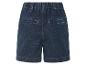 Donkerblauwe denim shorts, achterkant.