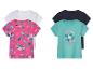 Set meisjes T-shirts: Peppa Pig, tropische prints en effen kleuren.