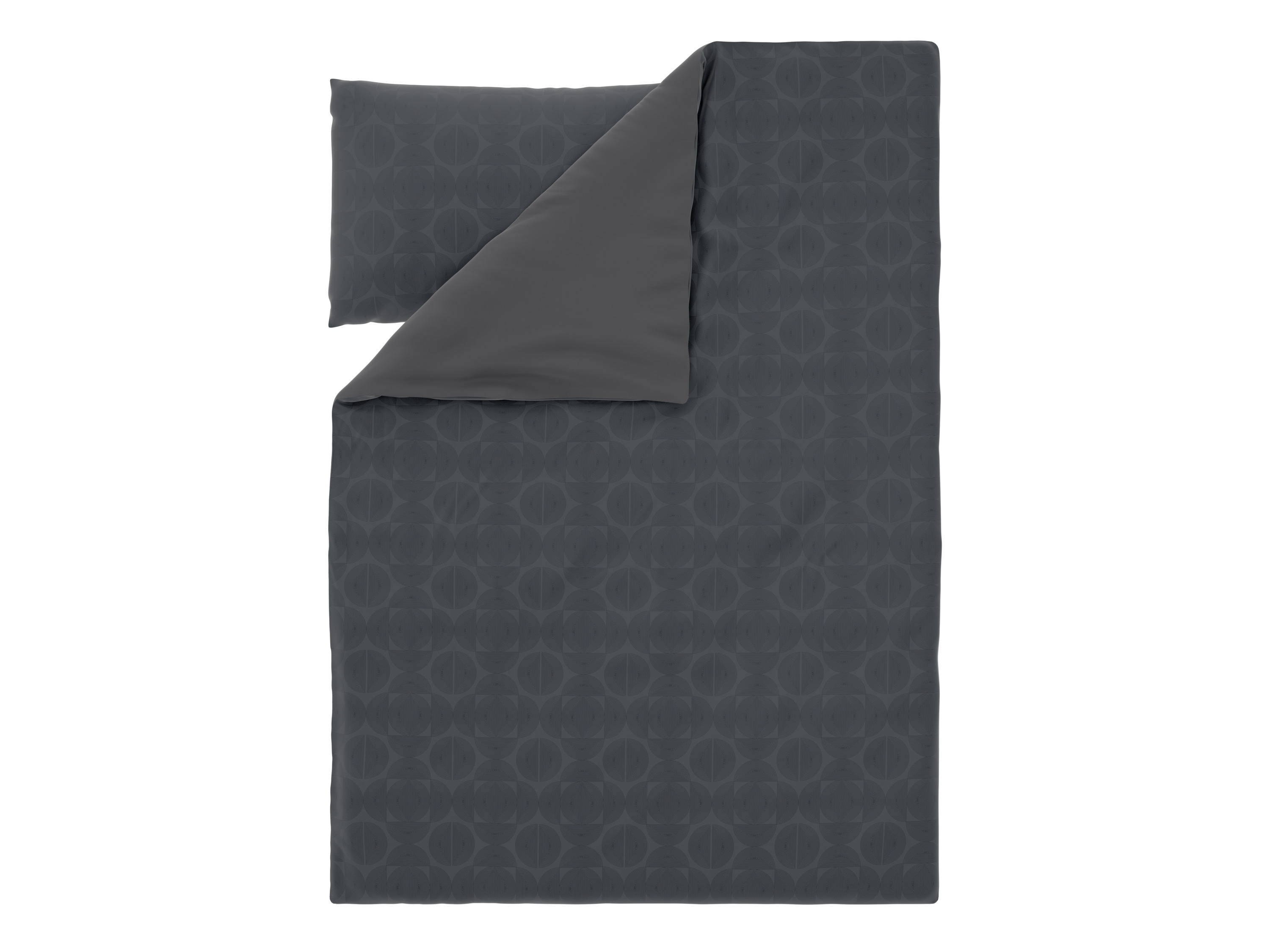 LIVARNO Satijnen dekbedovertrek 140 x 200 cm (Cirkels/antraciet)