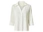 Witte blouse met driekwartmouwen, knopen en kraag, gemaakt van getextureerde stof