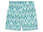 Turquoise shorts met ikat print, geruite zoom.