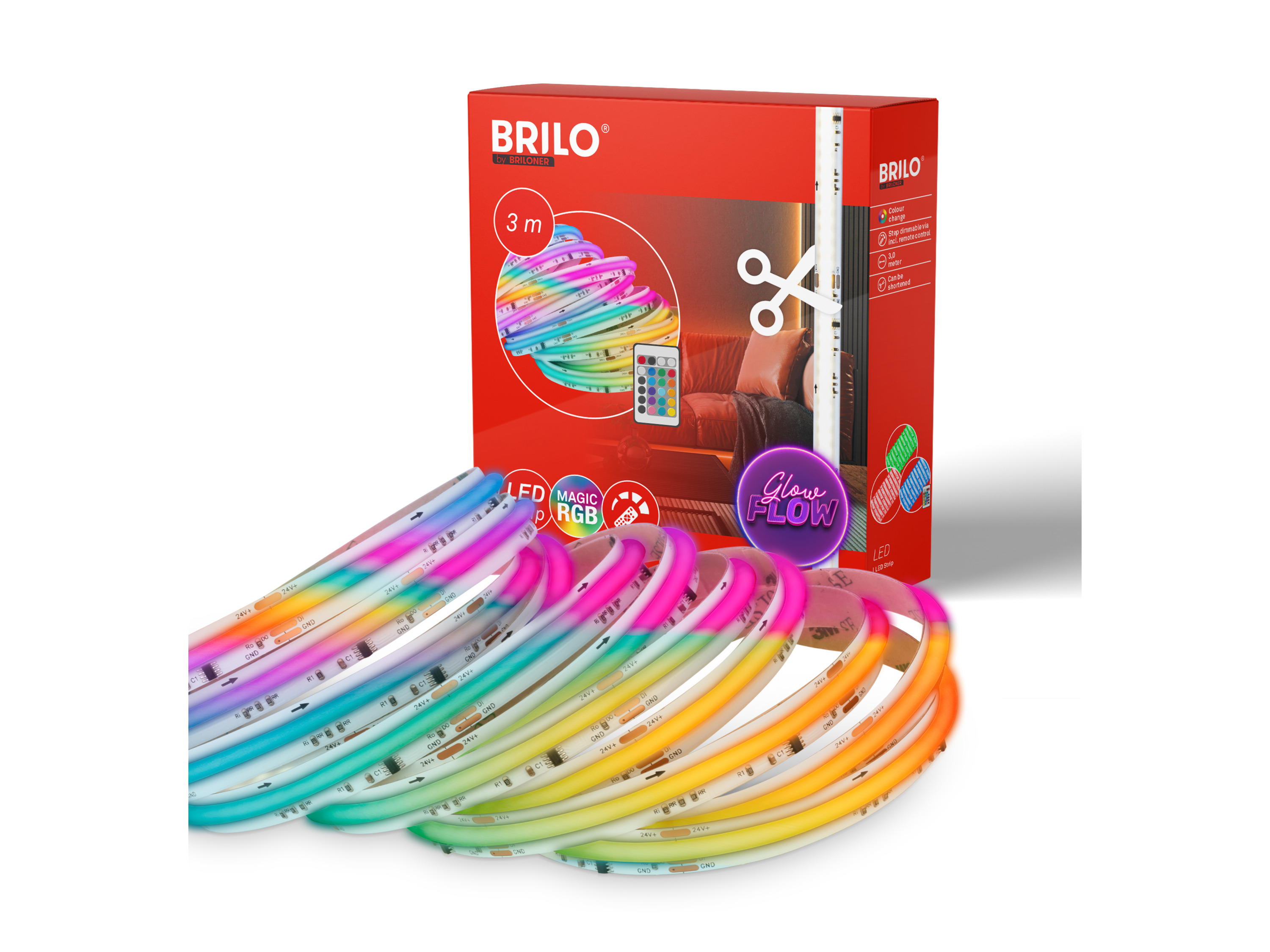 Briloner COB LED-strip 3 m (RGBIC) afbeelding