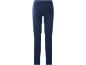 Donkerblauwe damesjeans met elastische tailleband en achterzakken.