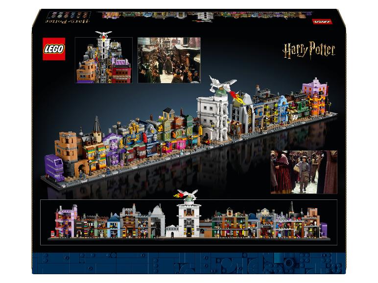 LEGO Harry Potter Wegisweg set met straatbeeld en interieurdetails.