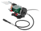 Tafelslijpmachine met flexibele as en transparante beschermkappen.