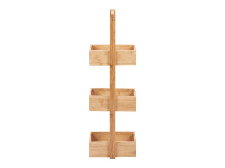 Driedelige bamboe opbergmandenrek.