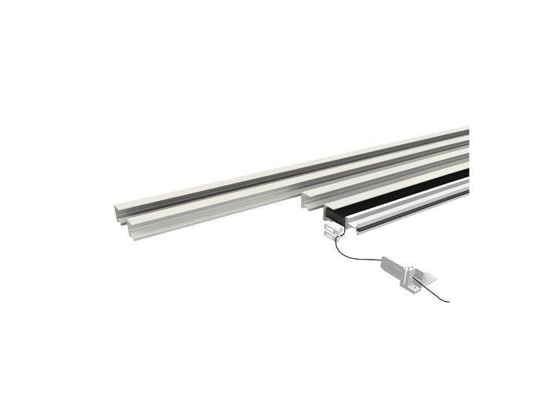 Aluminium profielen met geïntegreerde LED-verlichting en bedrading.