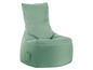 Een groene beanbag stoel met een witte rand.