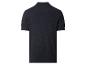 Donkerblauw gebreid poloshirt met korte mouwen voor heren, achterkant