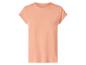 Abrikooskleurig dames T-shirt met korte mouwen en opgerolde manchetten