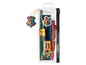 Een Harry Potter schrijfset met een pen, potlood, gum en liniaal in een doorzichtig etui.