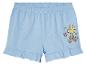 Lichte blauwe shorts met ruffles, Snoopy en bloemen print.