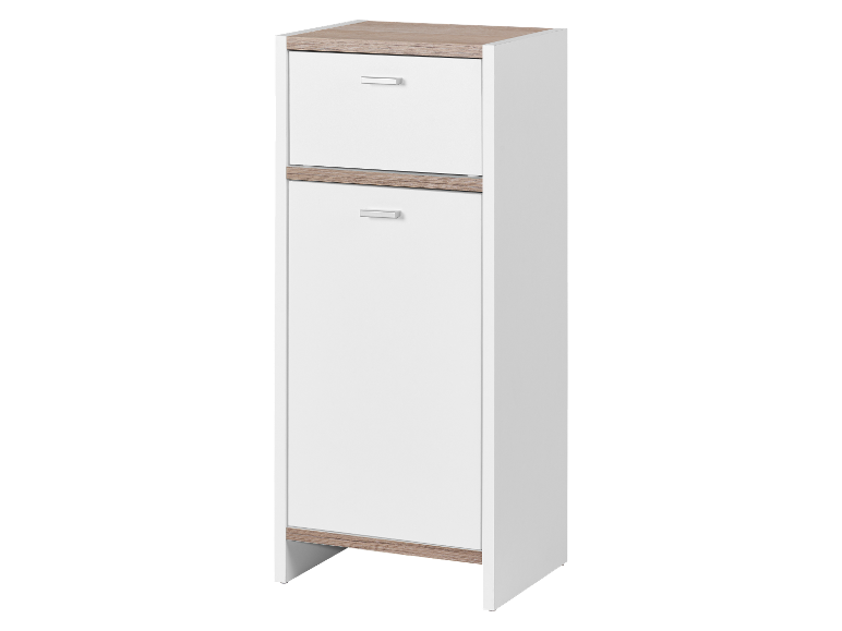 Witte kast met twee laden en een groot compartiment.