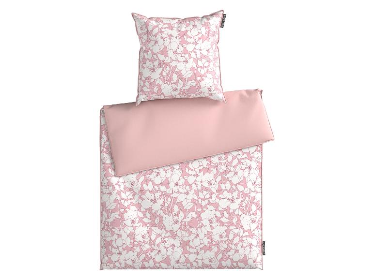 MICHALSKY beddengoedset met roze bloemenprint en een effen roze zijde.
