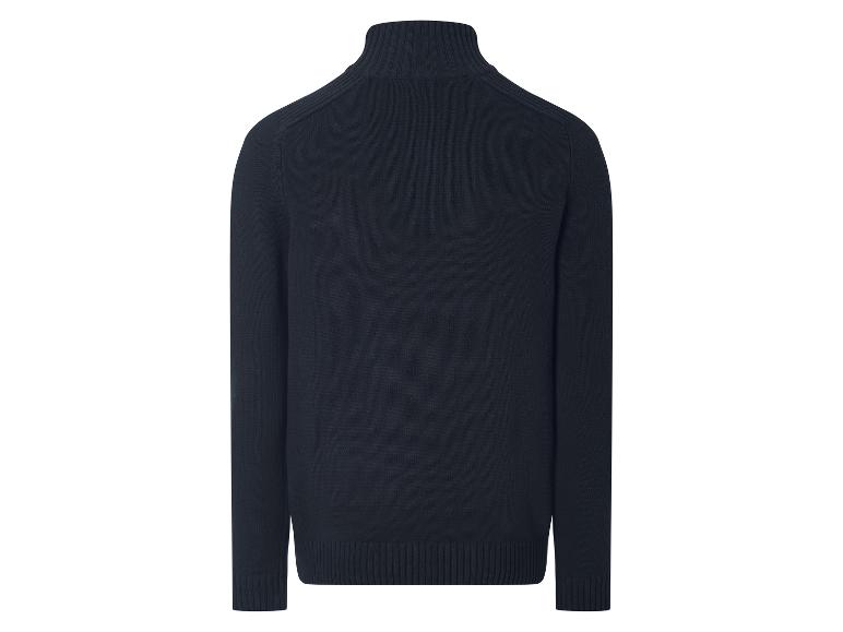 Donkerblauwe heren coltrui, achteraanzicht.