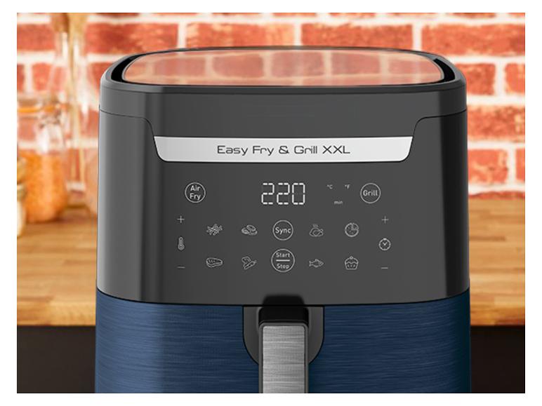 Een Easy Fry & Grill XXL airfryer en grill met een digitaal display.