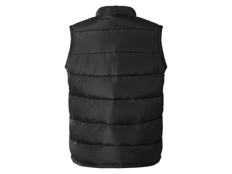 Zwarte gewatteerde bodywarmer, achteraanzicht
