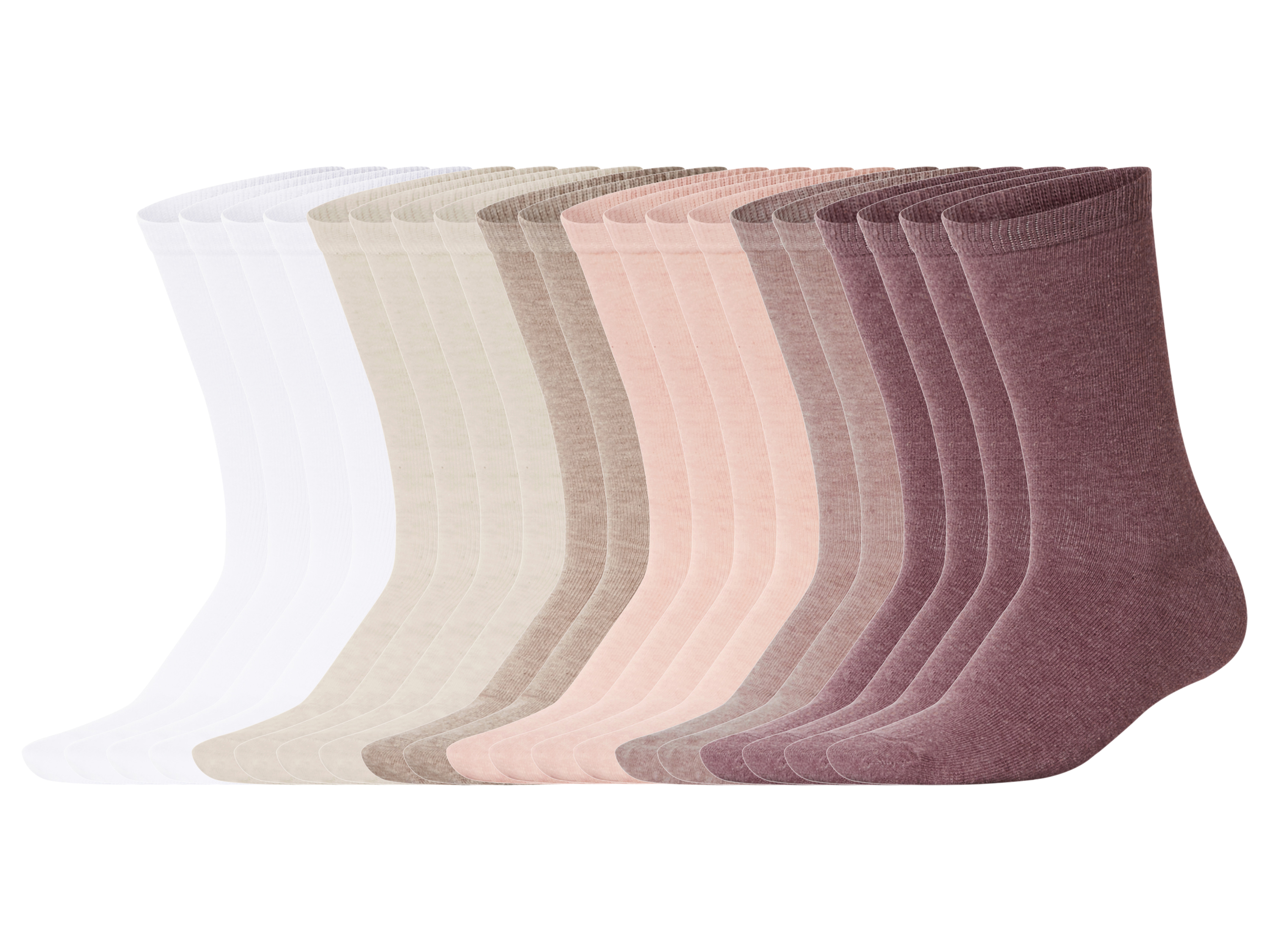 esmara 20 Paar sokken (wit/beige/roze, 35-38)
