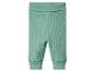 Groene geribbelde babybroek met boorden aan de taille en pijpen.
