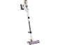 Wit en goudkleurige draadloze steelstofzuiger met QuadClean-technologie.