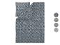 Dekbedovertrek en kussensloop set met blauw en grijs bloemenpatroon.