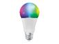 Slimme LED-lamp met veranderende kleuren op een witte achtergrond.