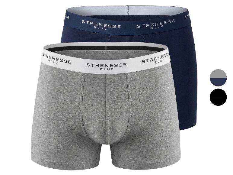 Tweepak herenboxershorts in grijs en donkerblauw met witte tailleband