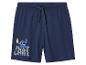 Donkerblauwe jersey shorts met trekkoord, Stitch "Just Chill" print.
