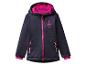 Wilderness Camp softshelljas voor meisjes, donkerblauw met roze details.
